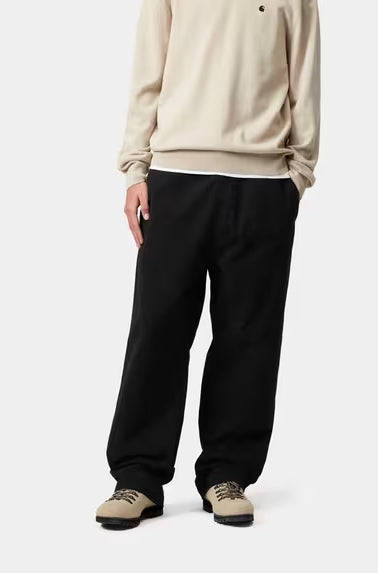 Carhartt Floyde Pant Black - Calças Chino de Sarja com Corte Relaxado