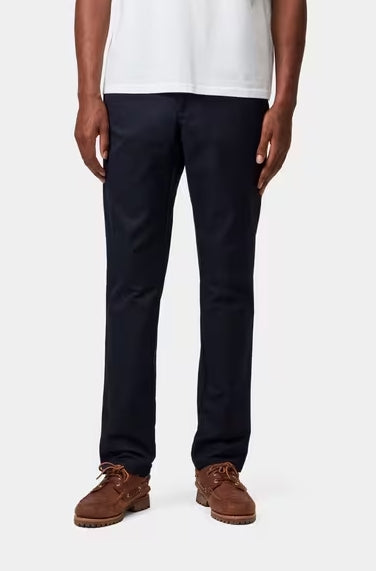 Carhartt Sid Pant Leather Rinsed Dark Navy – Calças Stretch com Acabamento Leather