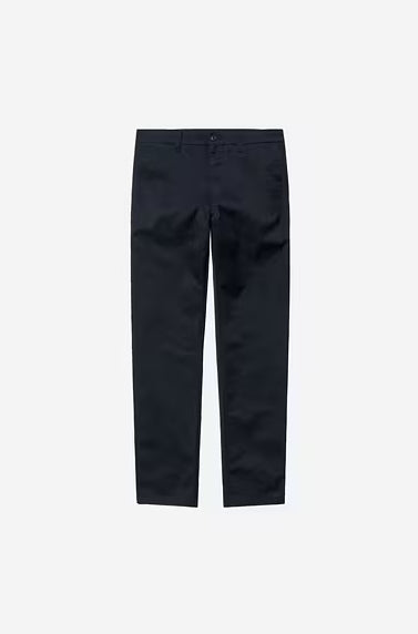 Carhartt Sid Pant Leather Rinsed Dark Navy – Calças Stretch com Acabamento Leather