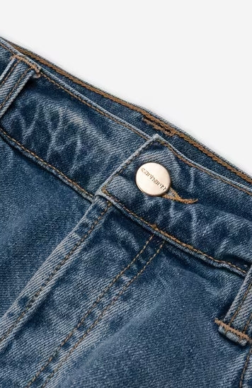 Calças de Ganga Stretch Carhartt Klondike Blue Worn Bleached – Denim 14 oz